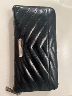 Rebecca Minkoff Black Quilted Leather Zip Phone Wallet Case